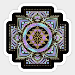 Golden Sri Yantra  / Sri Chakra in pastel lotus Sticker